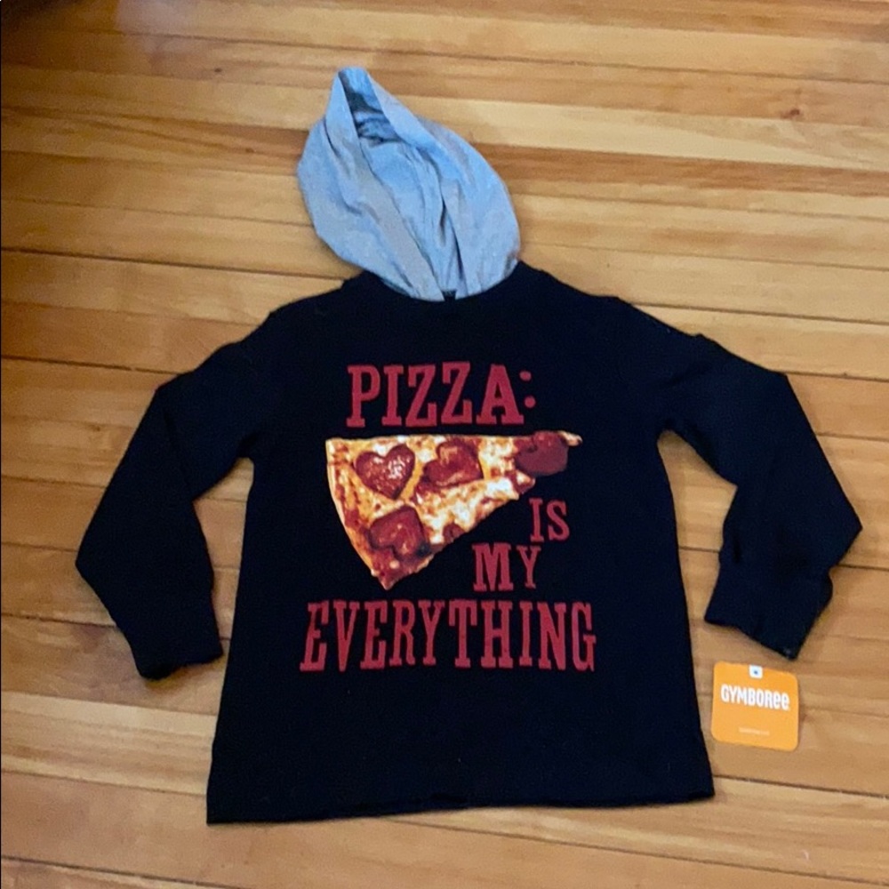 Gymboree Hooded Long Sleeve Pizza Shirt Sz 4